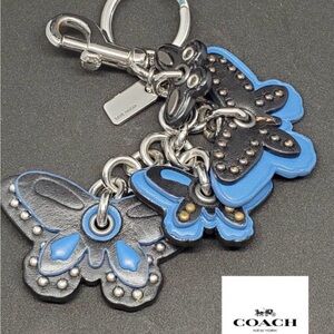 Coach Studded Leather Butterfly Cluster Bag Charm EUC